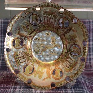 Vintage Egyptian Copper Brass and Silver-tone Hand Cut Wall Plaque